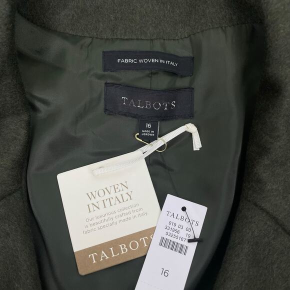 Talbots Brushed Italian Wool Double Breasted Jacket Coat Green Size 16 - Picture 10 of 10